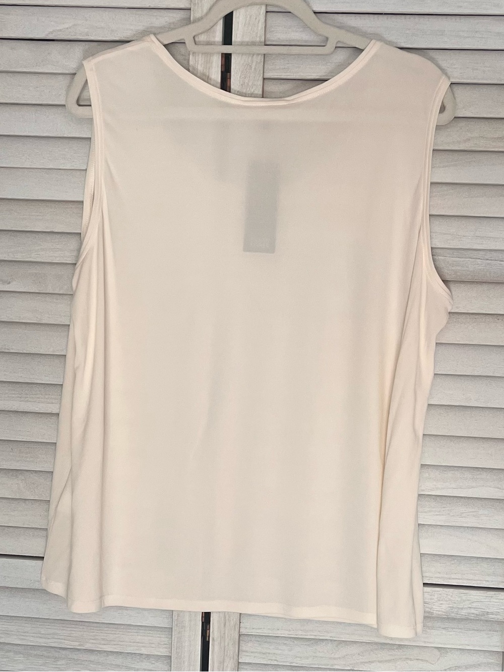 Eileen Fisher Soft White Jersey Silk Scoop Neck Short Shell Sleeveless Tank - Picture 2 of 12
